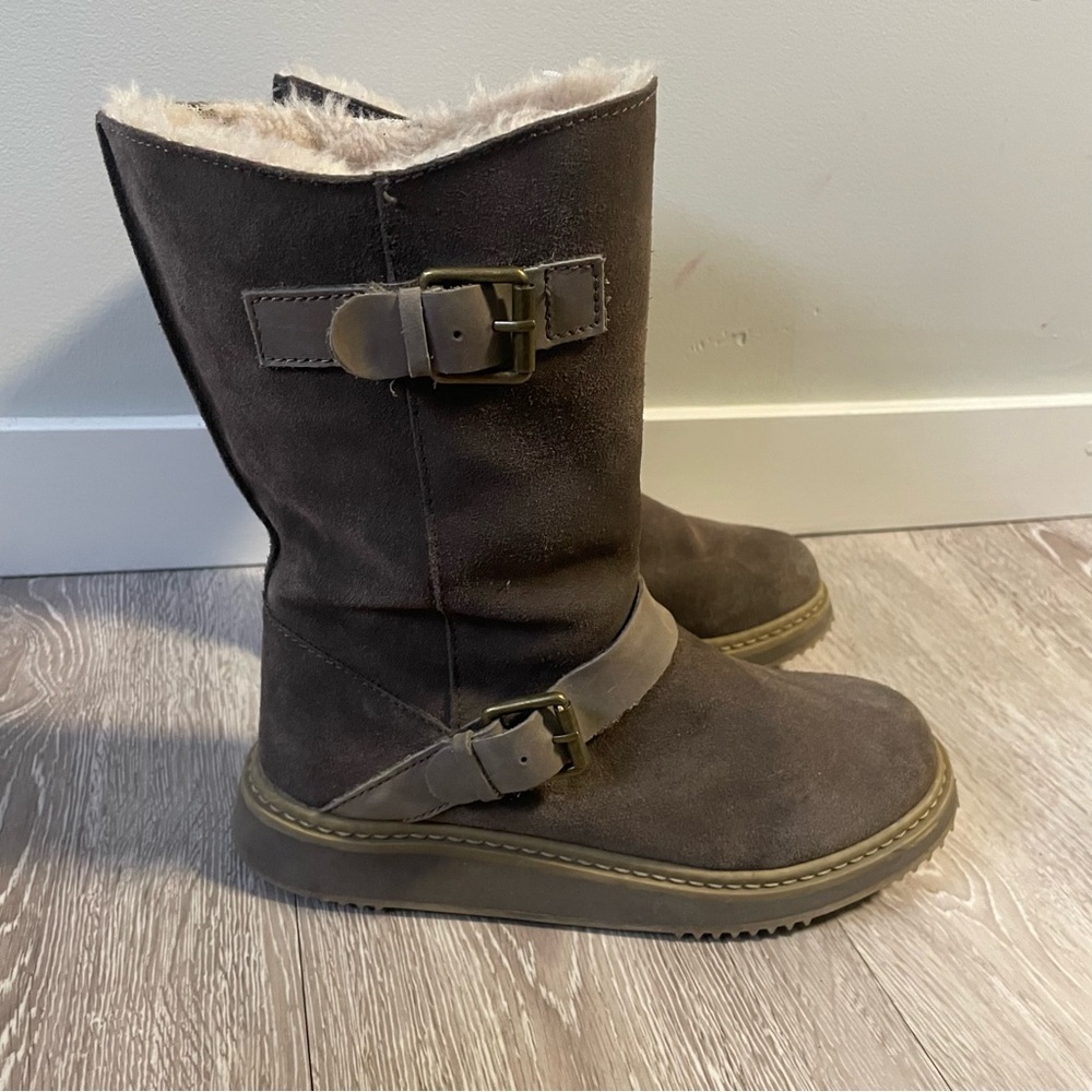 Aldo Genuine Suede Leather Waterproof Short Boots Winter Snow Buckle Vintage